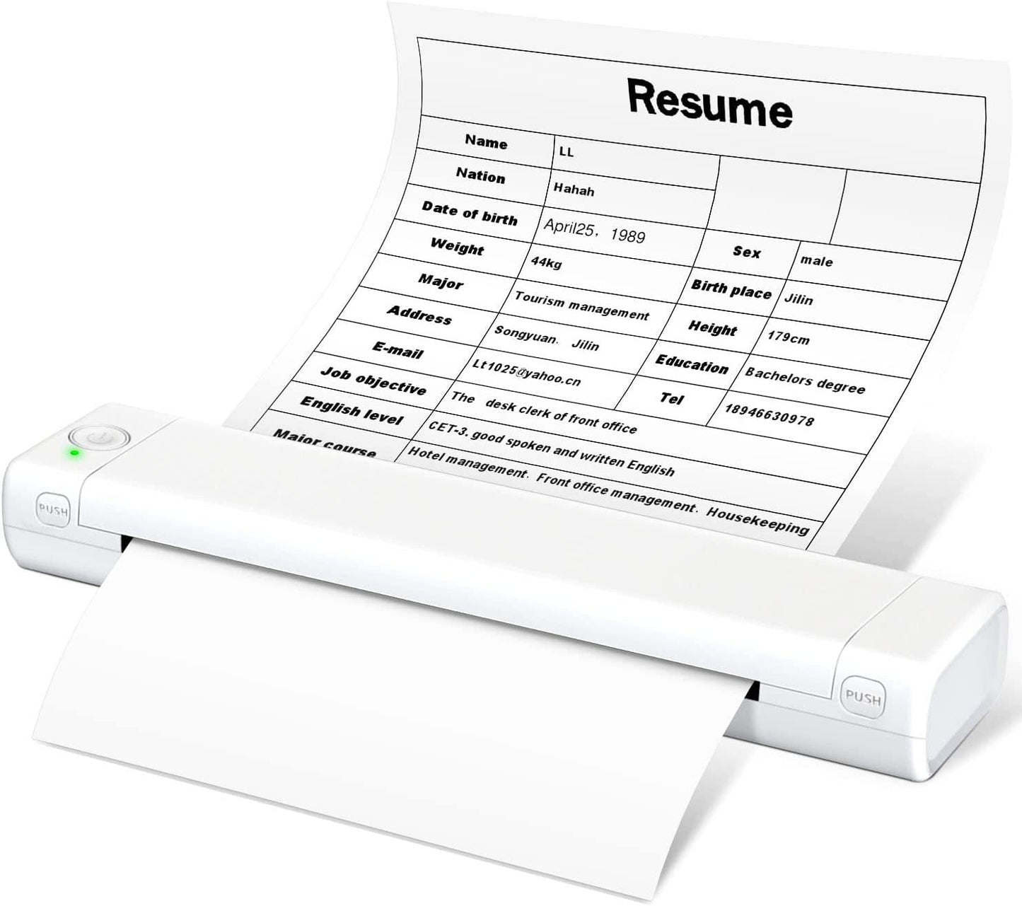 Portable wireless printer, ideal for on the go, D810 Bluetooth thermal printer, supports US letter paper size 8.5 x 11 inches, including printers for tattoo studios and offices.