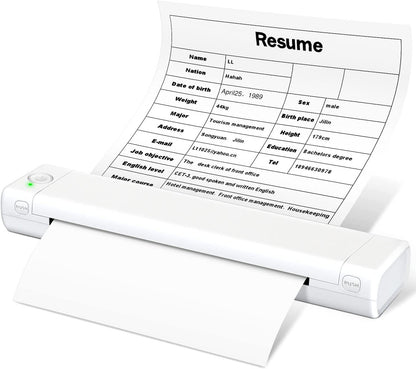 Portable wireless printer, ideal for on the go, D810 Bluetooth thermal printer, supports US letter paper size 8.5 x 11 inches, including printers for tattoo studios and offices.