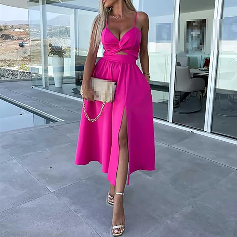 💃Hot Sale 49% OFF🎁Women’s Spaghetti Straps High Slit Dress