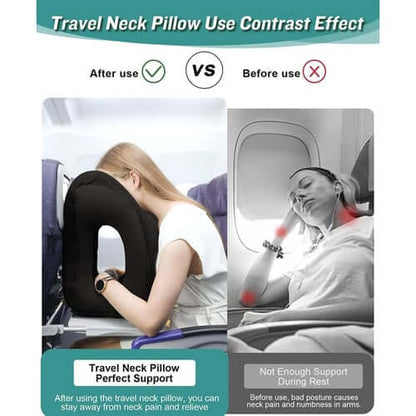✈️ LIMITED-TIME 50% OFF! 💨 Inflatable Travel Pillow | 360° Support – Soft Flocking, Quick Inflate, Compact