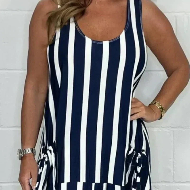 💕Limited Sale 50% OFF💕👗Stripe Oversized Tie-Front Pocket Dress