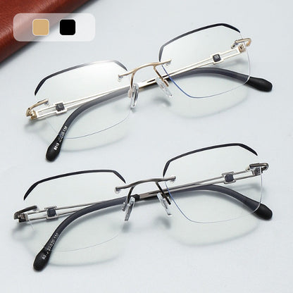 🔍Frameless Blue Light Blocking Glasses-Advanced blue light blocking technology 👓Stylish frameless design · Perfect for both casual and business settings