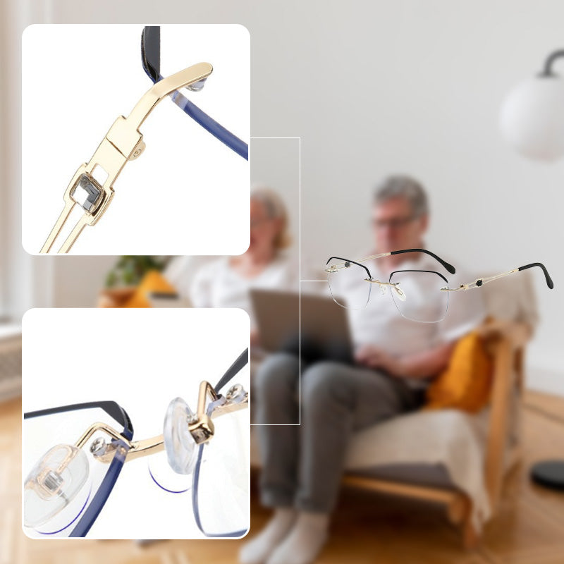 🔍Frameless Blue Light Blocking Glasses-Advanced blue light blocking technology 👓Stylish frameless design · Perfect for both casual and business settings