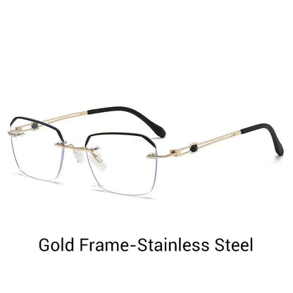 🔍Frameless Blue Light Blocking Glasses-Advanced blue light blocking technology 👓Stylish frameless design · Perfect for both casual and business settings