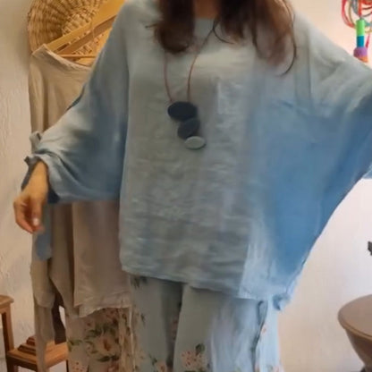 🌸50% Off Spring Sale🌸💐Women's Loose Fit Blouse & Floral Printed Wide-Leg Pants Set