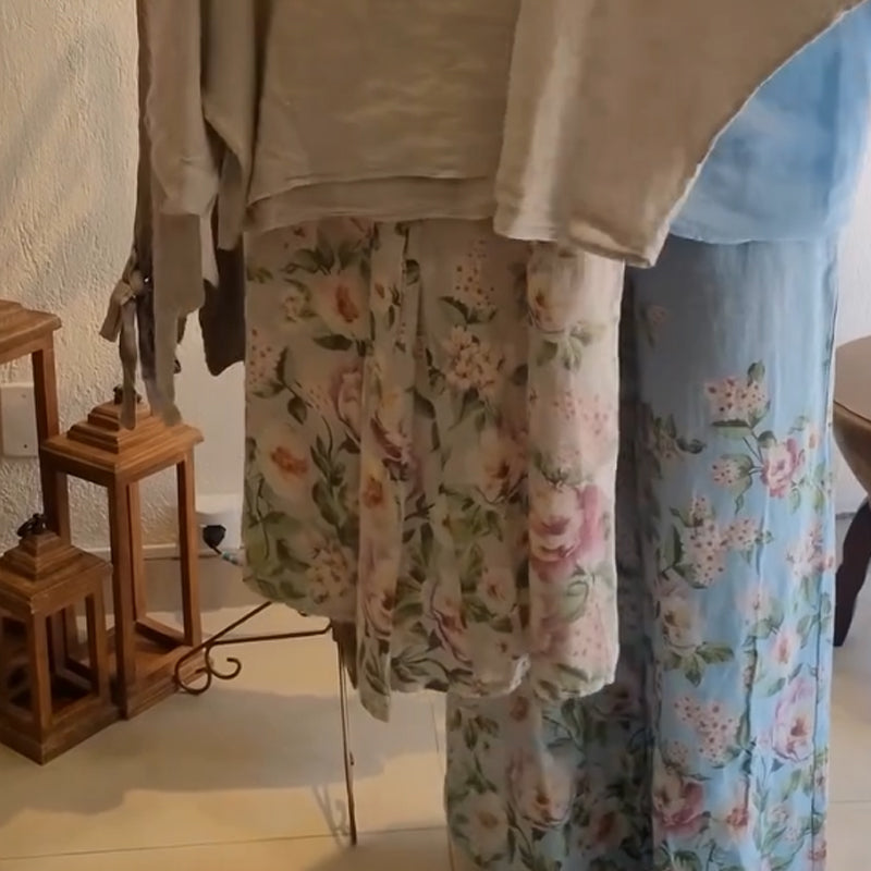 🌸50% Off Spring Sale🌸💐Women's Loose Fit Blouse & Floral Printed Wide-Leg Pants Set