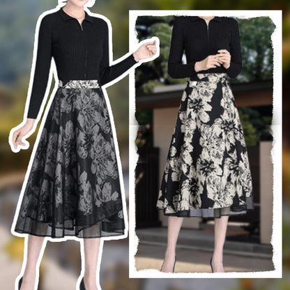 Women's Floral Mesh Reversible One-Piece Wrap Skirt