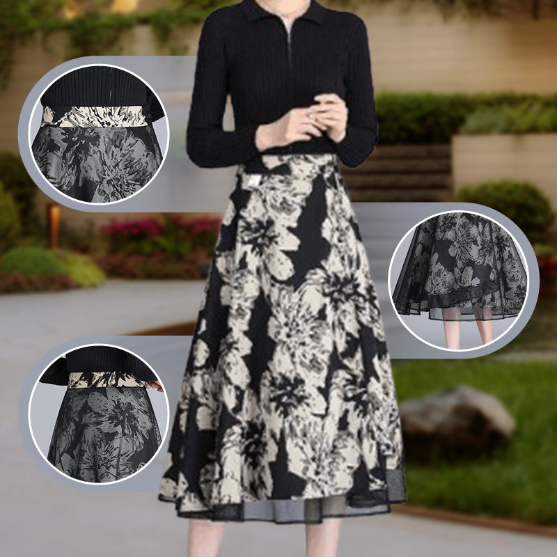 Women's Floral Mesh Reversible One-Piece Wrap Skirt