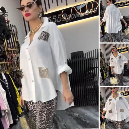 💖 50% off sale! Free Shipping 💖 Women's Casual Fashion Leopard Print Two Piece Set