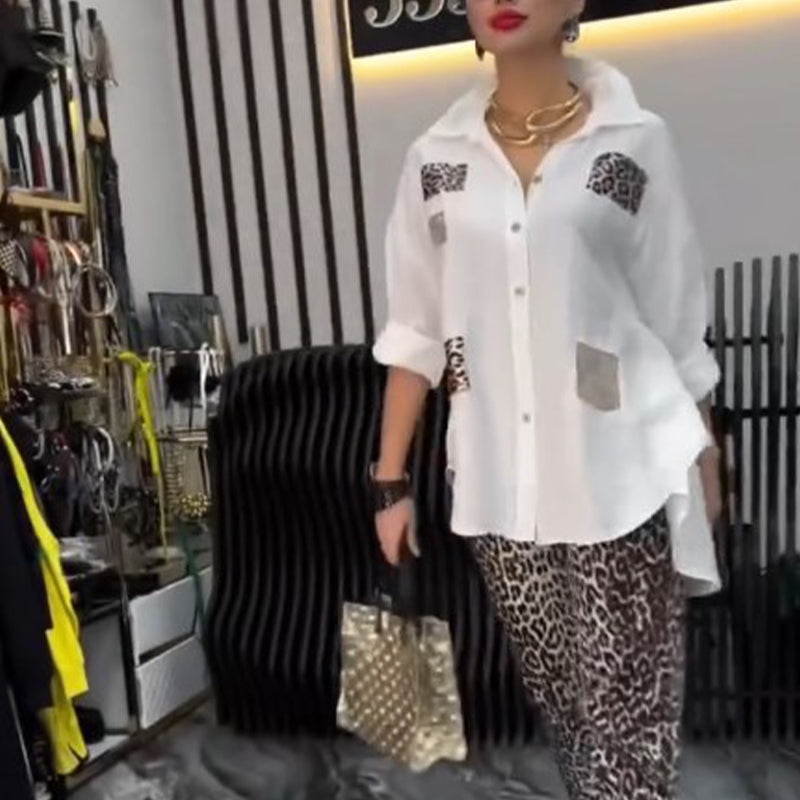 💖 50% off sale! Free Shipping 💖 Women's Casual Fashion Leopard Print Two Piece Set