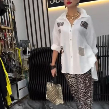 💖 50% off sale! Free Shipping 💖 Women's Casual Fashion Leopard Print Two Piece Set