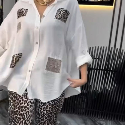 💖 50% off sale! Free Shipping 💖 Women's Casual Fashion Leopard Print Two Piece Set