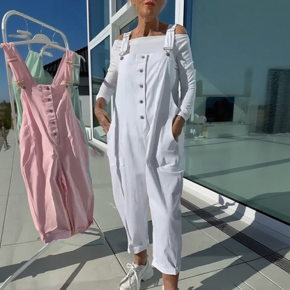 👗Sweet and casual essential! Adjustable shoulder strap solid color women's jumpsuit✨