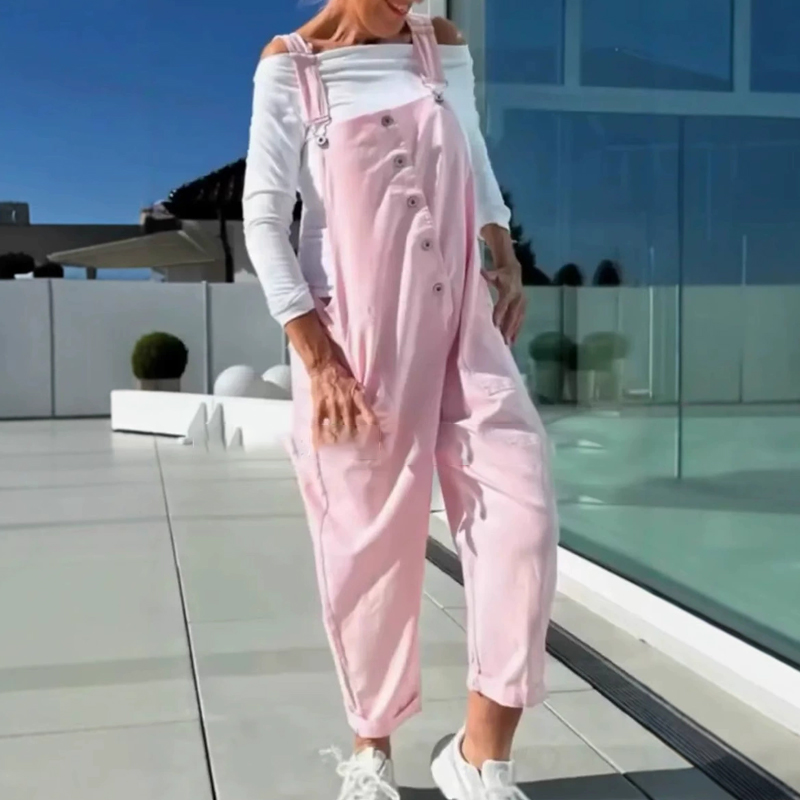 👗Sweet and casual essential! Adjustable shoulder strap solid color women's jumpsuit✨