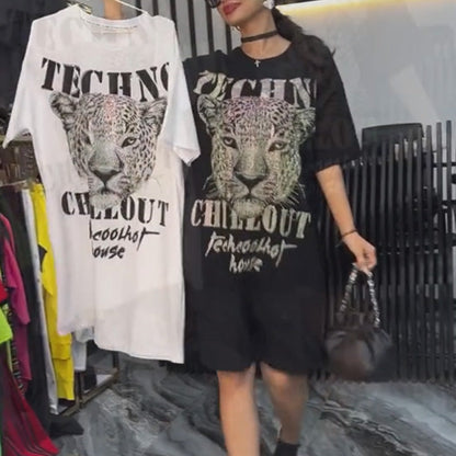 Women’s Oversized Glitter T-Shirt Dress