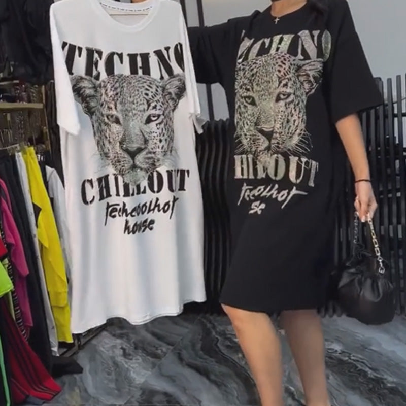 Women’s Oversized Glitter T-Shirt Dress