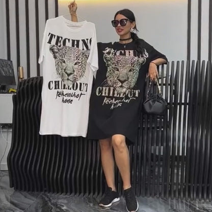 Women’s Oversized Glitter T-Shirt Dress