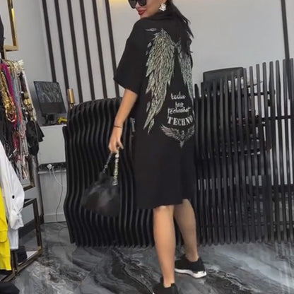 Women’s Oversized Glitter T-Shirt Dress