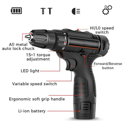 ⚡Limited time 50% OFF-Electric Cordless Drill with Battery ＆ Charger🚀Free shipping🚀