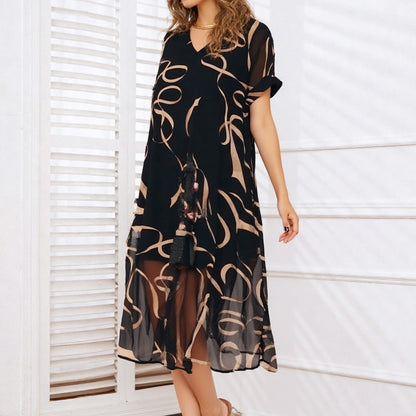 💥Special Sale 49% OFF💝✨Flowy V-Neck Printed Long Dress