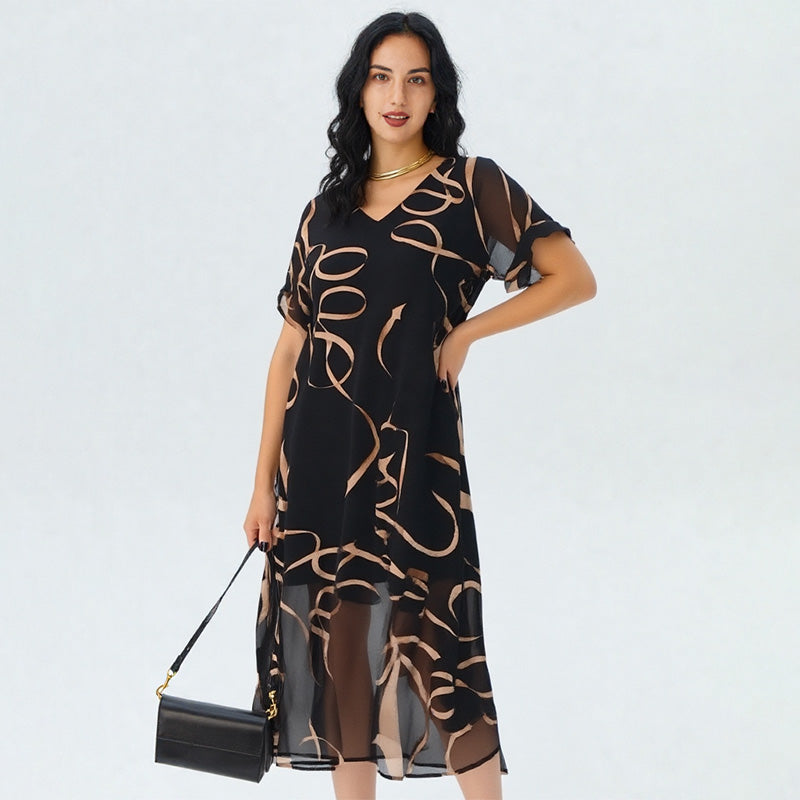 💥Special Sale 49% OFF💝✨Flowy V-Neck Printed Long Dress