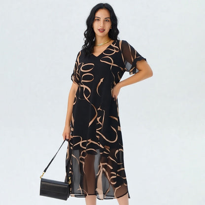 💥Special Sale 49% OFF💝✨Flowy V-Neck Printed Long Dress