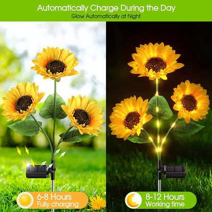 ☀️Sunflower Solar Lights – Auto On/Off, 14H Glow, IP65 Waterproof
