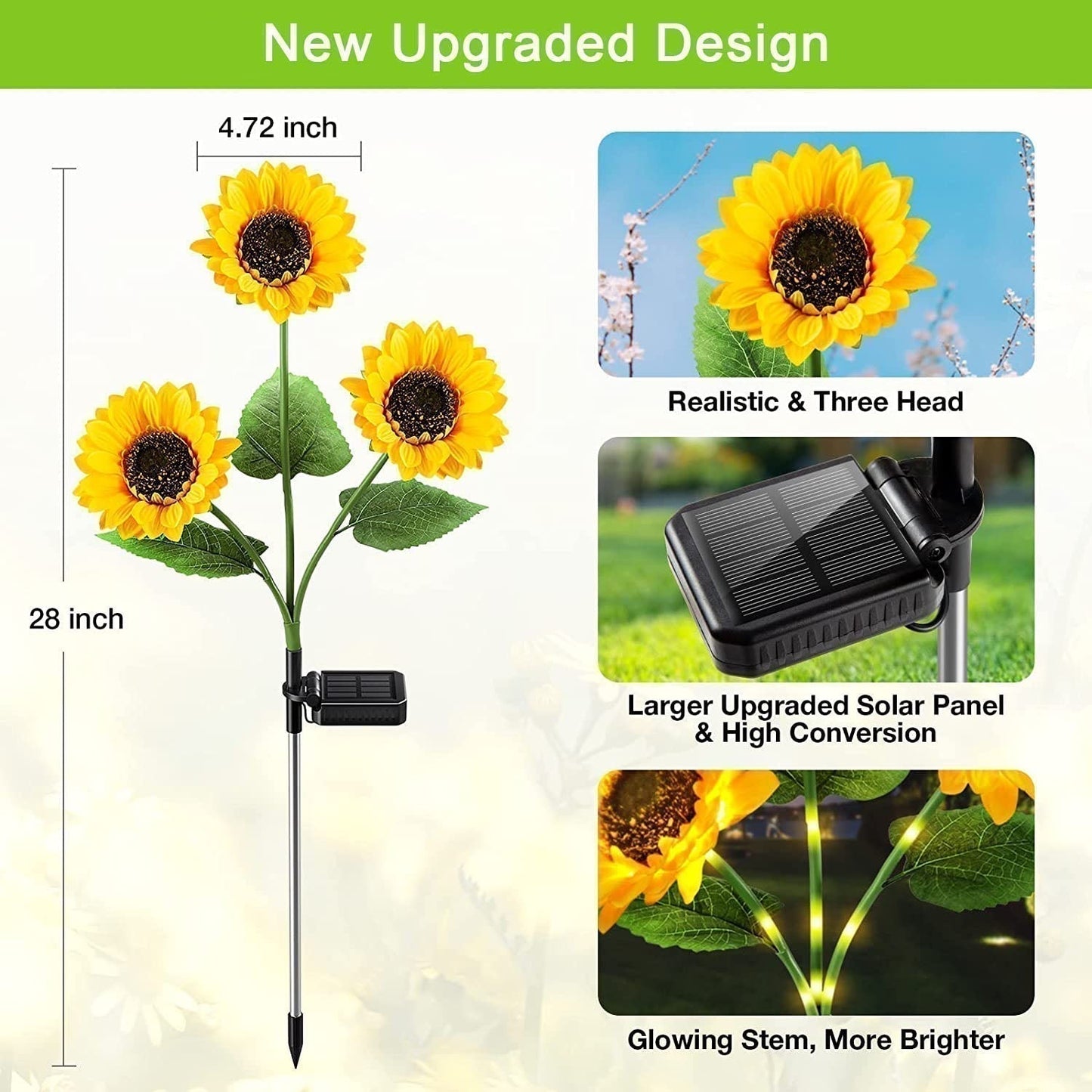 ☀️Sunflower Solar Lights – Auto On/Off, 14H Glow, IP65 Waterproof