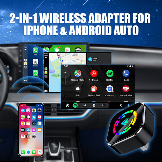 2-in-1 Draadloze Adapter voor iPhone & Android Auto