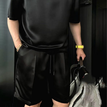 🔥Men's Casual Solid Top & Shorts 2-Piece Set