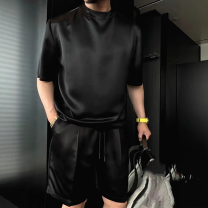 🔥Men's Casual Solid Top & Shorts 2-Piece Set