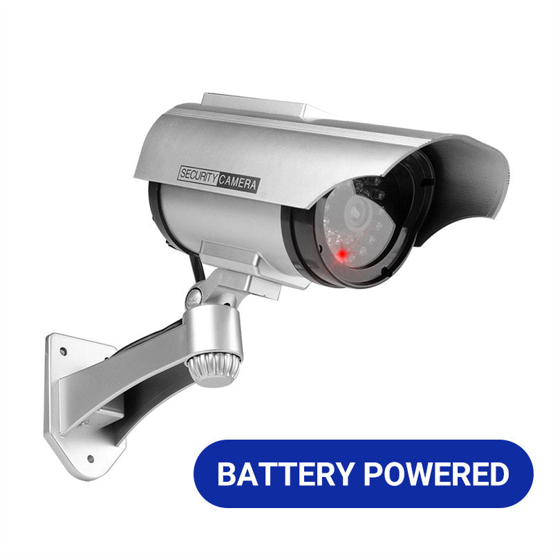 Outdoor Solar-Powered Simulated Security Camera with Flashing LED Light