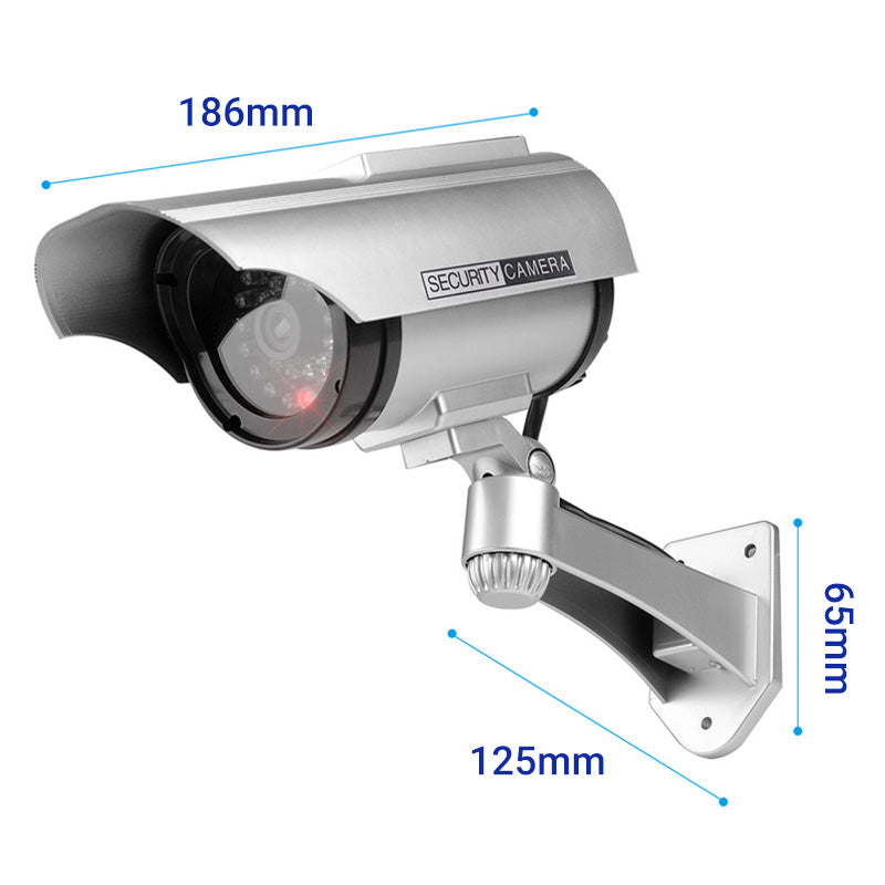 Outdoor Solar-Powered Simulated Security Camera with Flashing LED Light