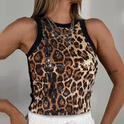 🔥Hot Sale 50% OFF🔥Sequin Round Neck Slim Fit Tank