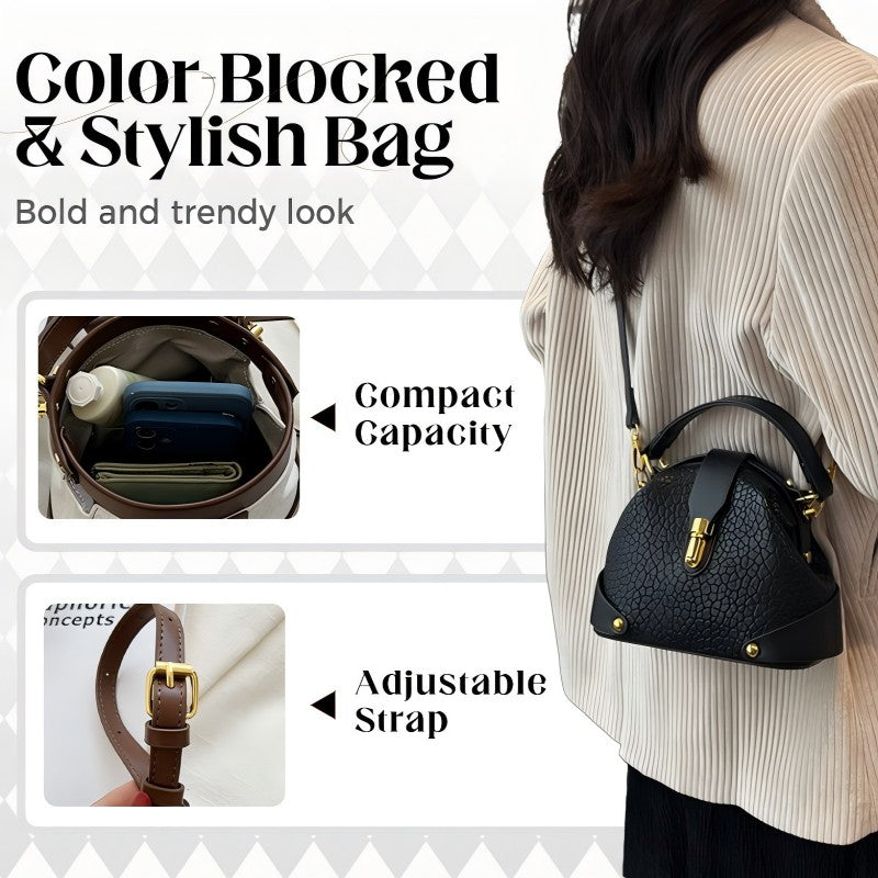 👜50% OFF! 🧳Color-Blocked Bag – Stylish, Metal Hardware, Multi-Way