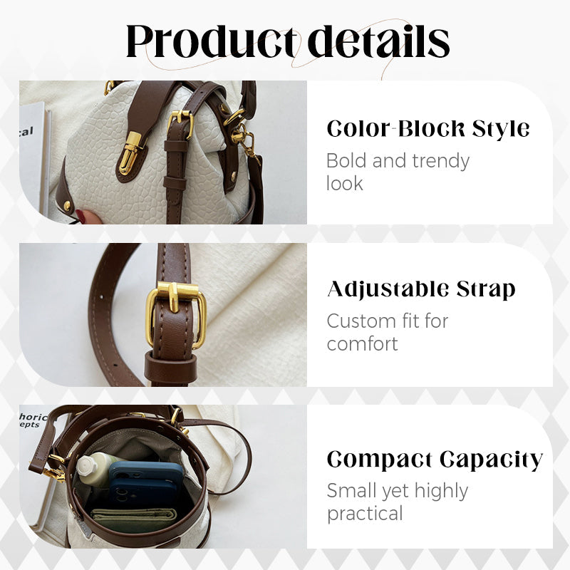 👜50% OFF! 🧳Color-Blocked Bag – Stylish, Metal Hardware, Multi-Way