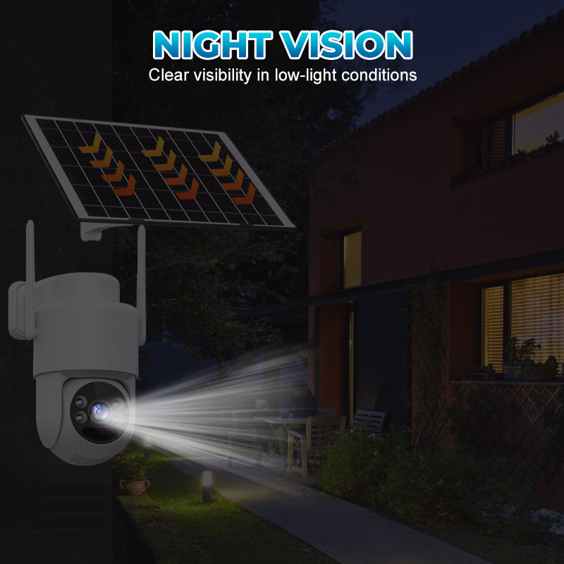 Solar-Power Wireless Security Camera Set with Alarm