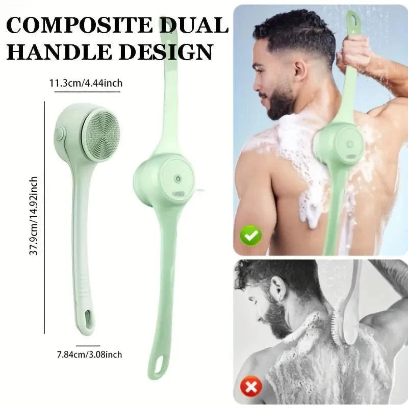 Long-handled electric exfoliating bath brush