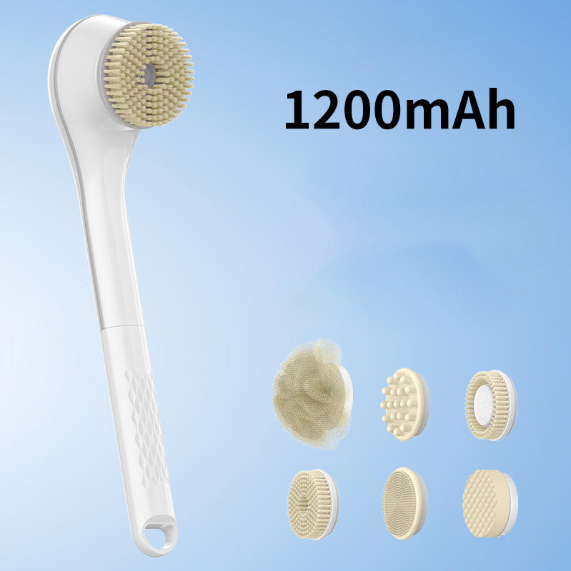 Long-handled electric exfoliating bath brush
