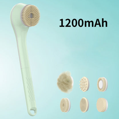Long-handled electric exfoliating bath brush