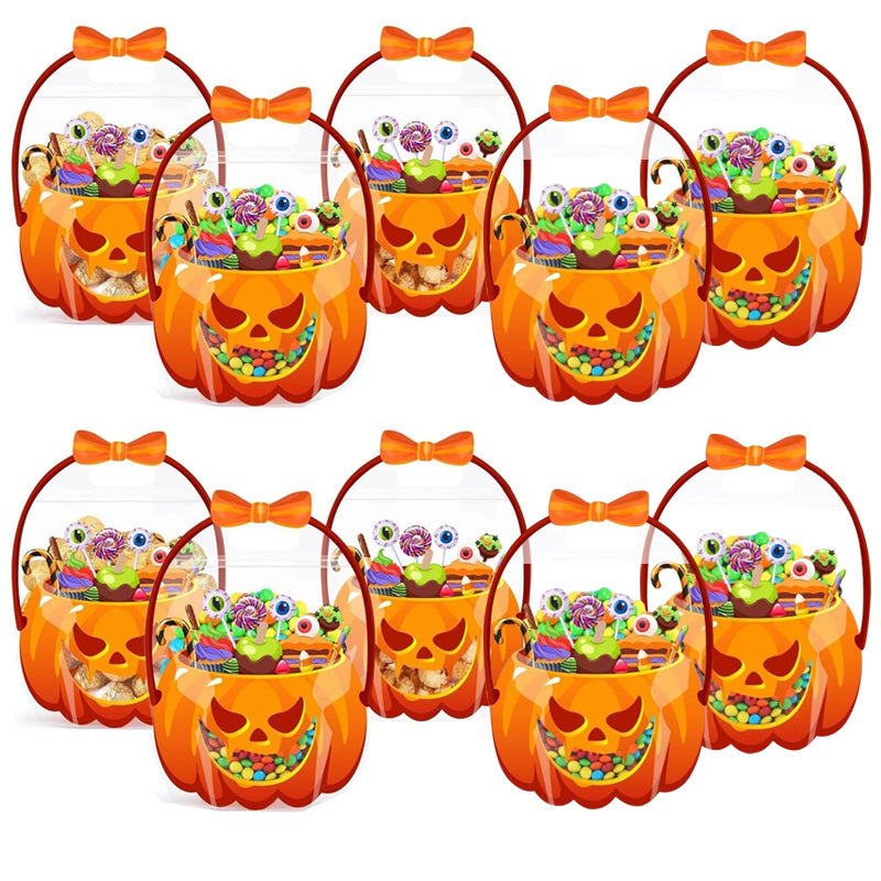 🎃Halloween Plastic Goodie Bags, Trick or Treat Candy Bags, Cauldron, Skeleton, Black Cat, Skull, Pumpkin Pattern Treat Bags, Halloween Party Favor Snack Storage Bags for Classroom, Birthday, Students, Teachers, Neighbors