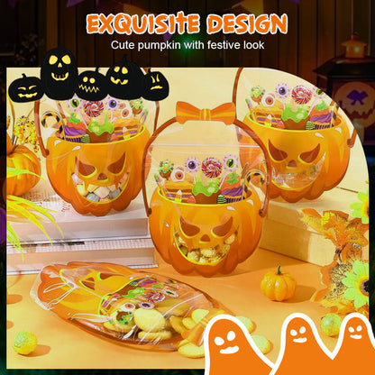 🎃Halloween Plastic Goodie Bags, Trick or Treat Candy Bags, Cauldron, Skeleton, Black Cat, Skull, Pumpkin Pattern Treat Bags, Halloween Party Favor Snack Storage Bags for Classroom, Birthday, Students, Teachers, Neighbors