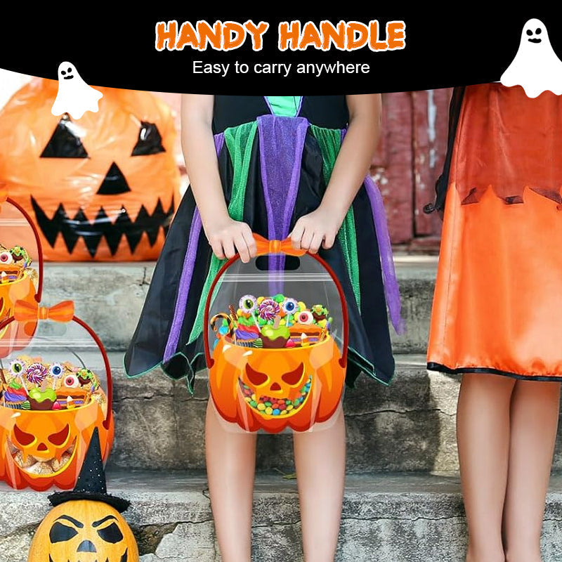 🎃Halloween Plastic Goodie Bags, Trick or Treat Candy Bags, Cauldron, Skeleton, Black Cat, Skull, Pumpkin Pattern Treat Bags, Halloween Party Favor Snack Storage Bags for Classroom, Birthday, Students, Teachers, Neighbors