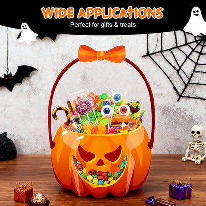 🎃Halloween Plastic Goodie Bags, Trick or Treat Candy Bags, Cauldron, Skeleton, Black Cat, Skull, Pumpkin Pattern Treat Bags, Halloween Party Favor Snack Storage Bags for Classroom, Birthday, Students, Teachers, Neighbors