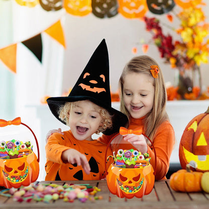 🎃Halloween Plastic Goodie Bags, Trick or Treat Candy Bags, Cauldron, Skeleton, Black Cat, Skull, Pumpkin Pattern Treat Bags, Halloween Party Favor Snack Storage Bags for Classroom, Birthday, Students, Teachers, Neighbors