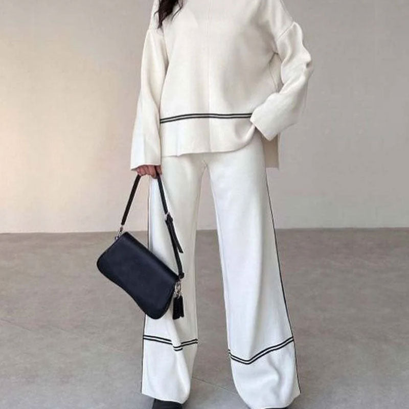 Women's Knitted Lounge Set with Micro-Flared Pants