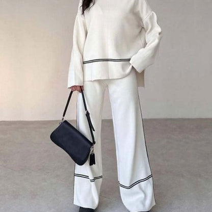 Women's Knitted Lounge Set with Micro-Flared Pants