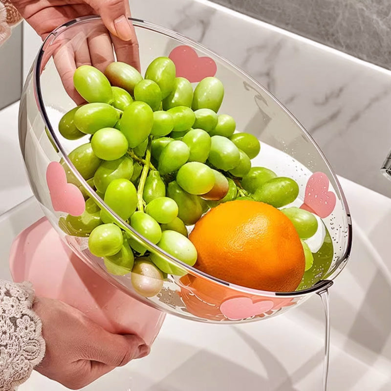 Durable transparent drain fruit bowl
