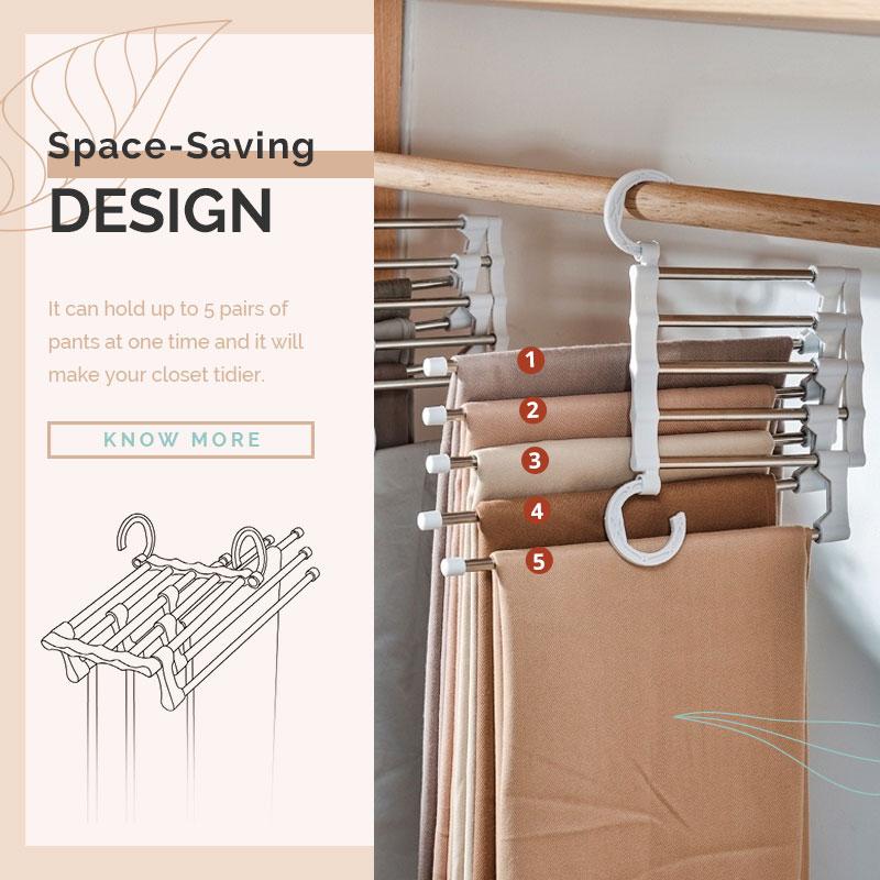 🔥Household Multifunctional Telescopic Folding Multi-layer Pants Storage Rack