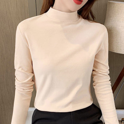 🔥Women's Comfortable Solid Color Half High Neck Long Sleeve Top